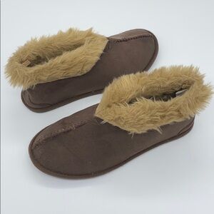 American Eagle Brown Faux Fur Lined Slippers Mens Size Medium